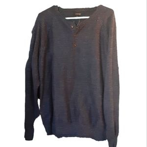 J.Crew Mens Pullover Sweater  Navy Blue 1/4 Button Size L